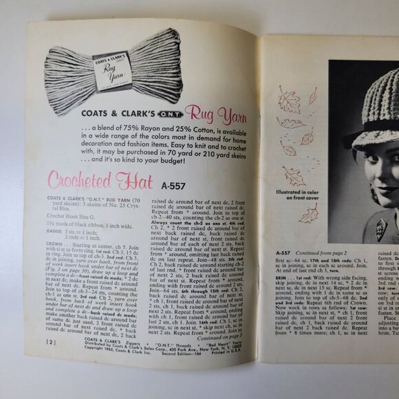 Coats Clarks Book 161 Rug Yarn Quickies Crochet Knit Vintage 1960s Mid Century - Picture 2 of 7